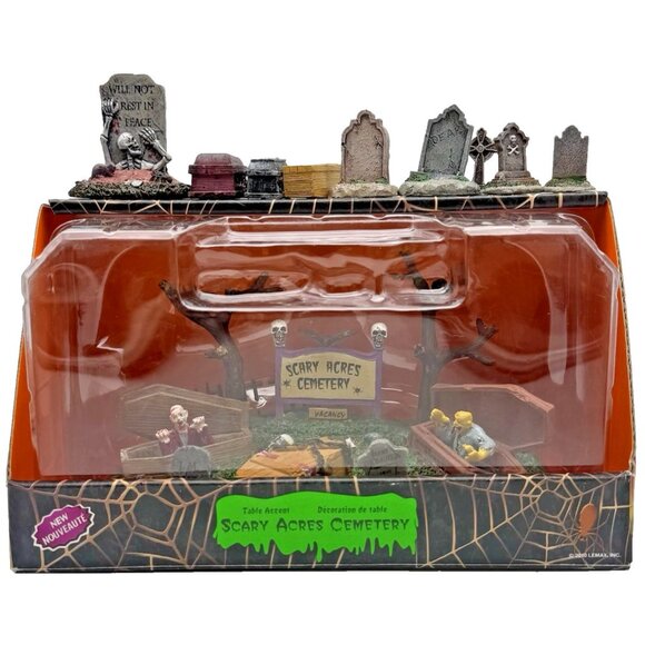 Lemax Spooky Town Scary Acres Cemetery Lot Halloween Village Coffins Graveyard - Picture 2 of 16